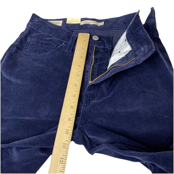 Levis 724 Corduroy Pants Womens Sz 27X30 Navy High Rise Slim Straight White Tab - Picture 8 of 14